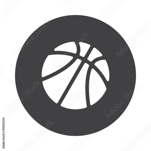 White Basketball icon on black button isolated on white
