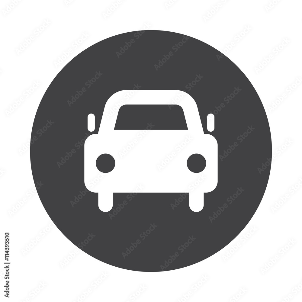 White Car icon on black button isolated on white White Car icon on black button isolated on white