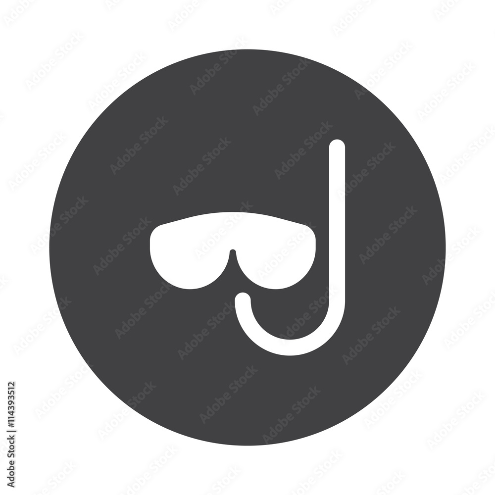 White Scuba Diving icon on black button isolated on white White Scuba Diving icon on black button isolated on white