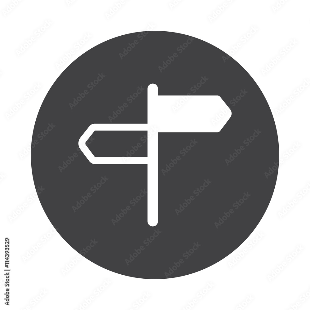 Obraz premium White Road Signs icon on black button isolated on white