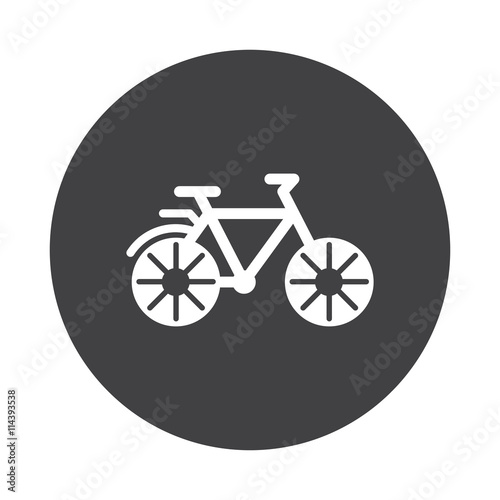 White Bicycle icon on black button isolated on white