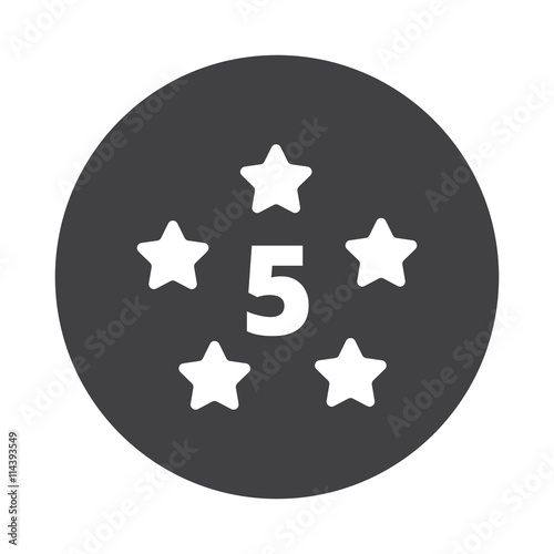 White Five Star icon on black button isolated on white