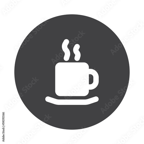 White Coffee icon on black button isolated on white