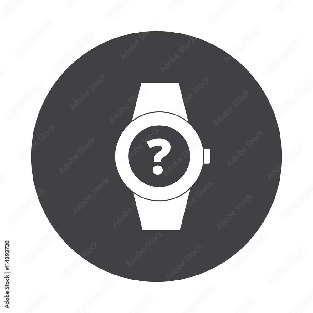 White Time Question icon on black button isolated on white White Time Question icon on black button isolated on white