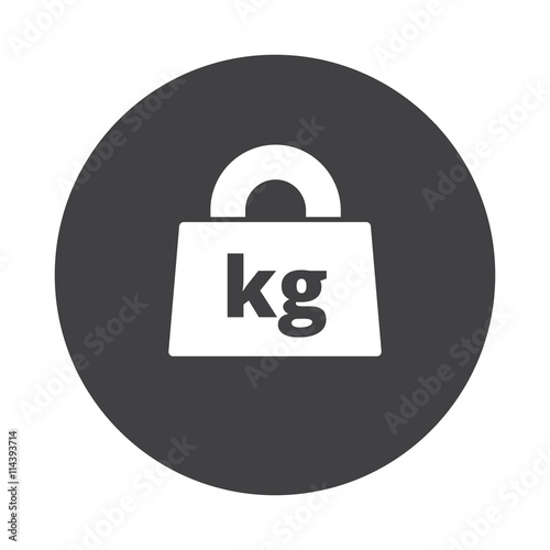 White Weight Kilograms icon on black button isolated on white