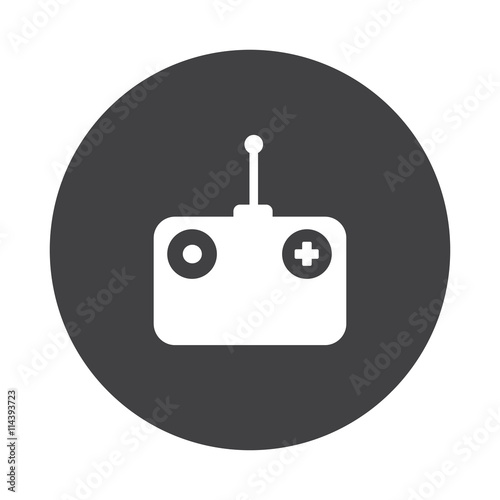 White Radio Control icon on black button isolated on white