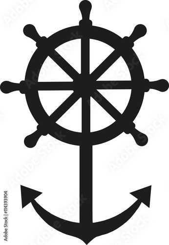 Ship steering wheel with anchor