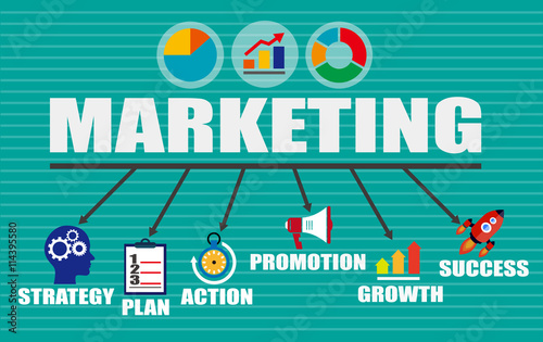 marketing concept diagram with financal icons