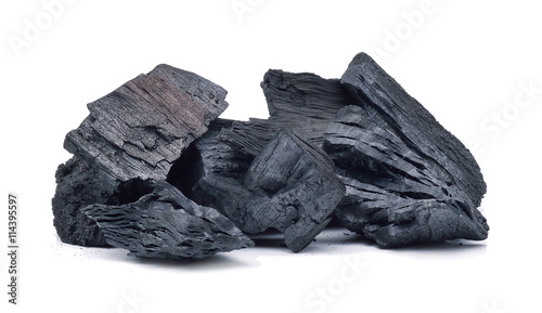 Natural wood charcoal, traditional charcoal or hard wood charcoa photo