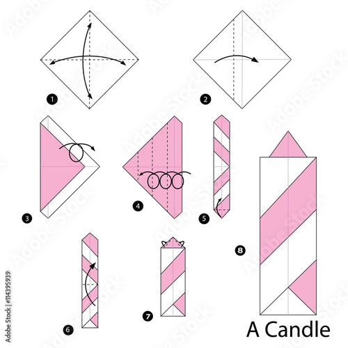 Step by step instructions how to make origami A Candle.