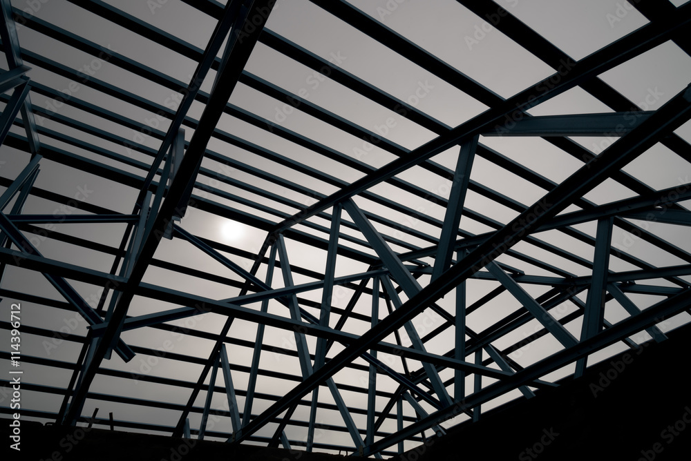 Structure of steel roof. Structure of steel roof.