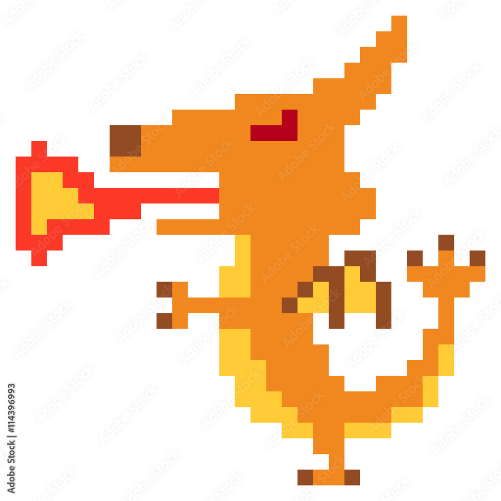Naklejka premium pixel art dragon