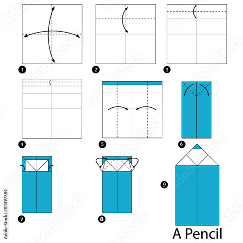 Step by step instructions how to make origami A Pencil.