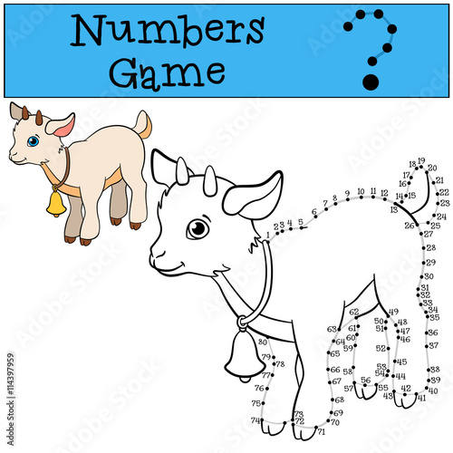 Educational games for kids  Numbers game with contour. Baby goat