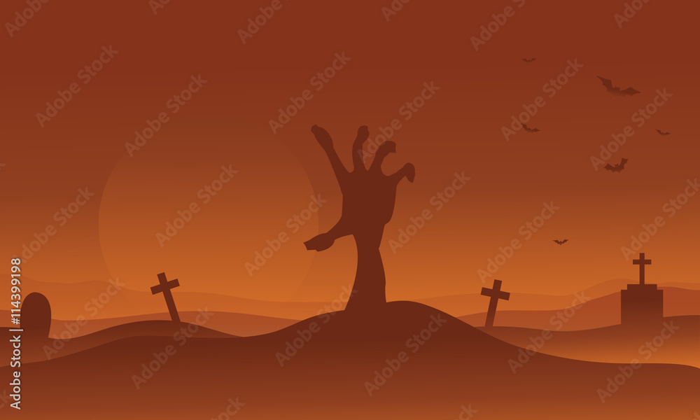 Brown backgrounds Halloween hand zombie silhouette