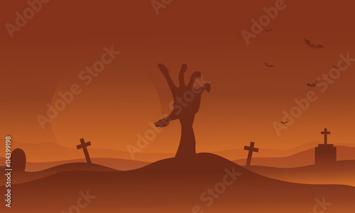 Brown backgrounds Halloween hand zombie silhouette