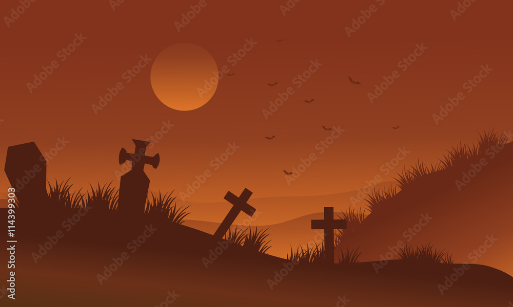 Brown bakcgrounds graveyards Halloween silhouette