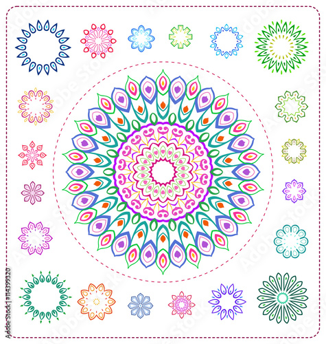 set of colorful mandala illustration in vector format for various use
