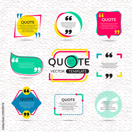 vector set of Creative quote text template with colorful background
