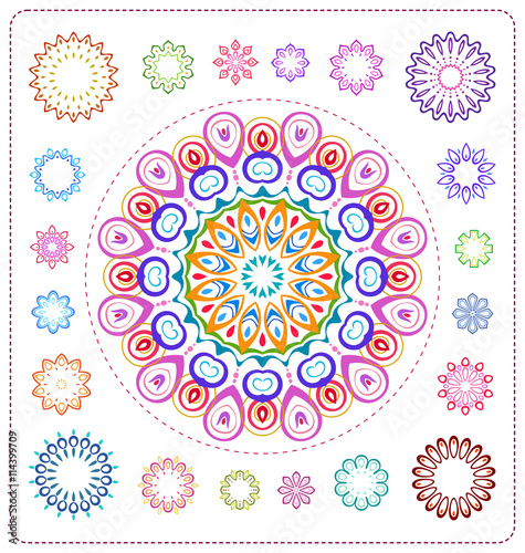 set of colorful mandala illustration in vector format for various use