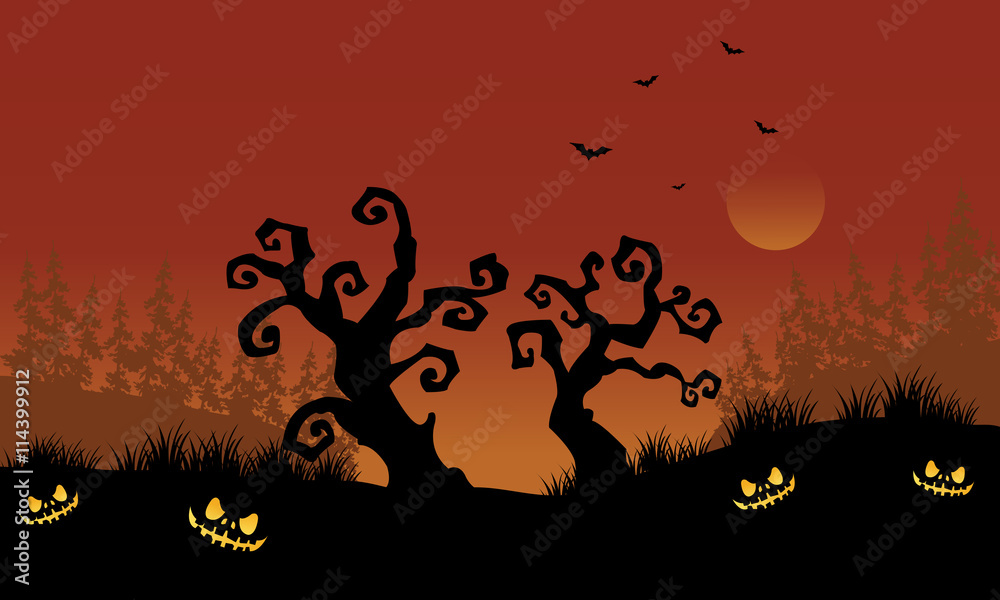 Scary halloween dry tree silhouette Scary halloween dry tree silhouette