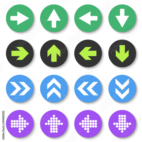 Arrow sign icon set. Flat style. Vector Eps10
