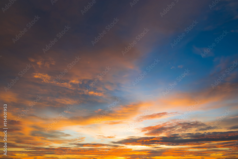 Beautiful color sunset sky for background web design or backdrop