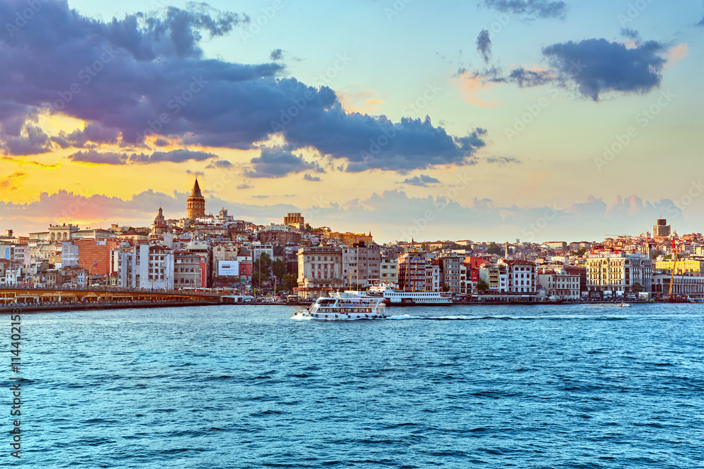 ISTAMBUL,TURKEY-MAY 07, 2016: Istanbul View of the sunset in the