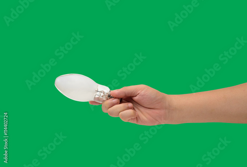 isolated hand holding led lamp