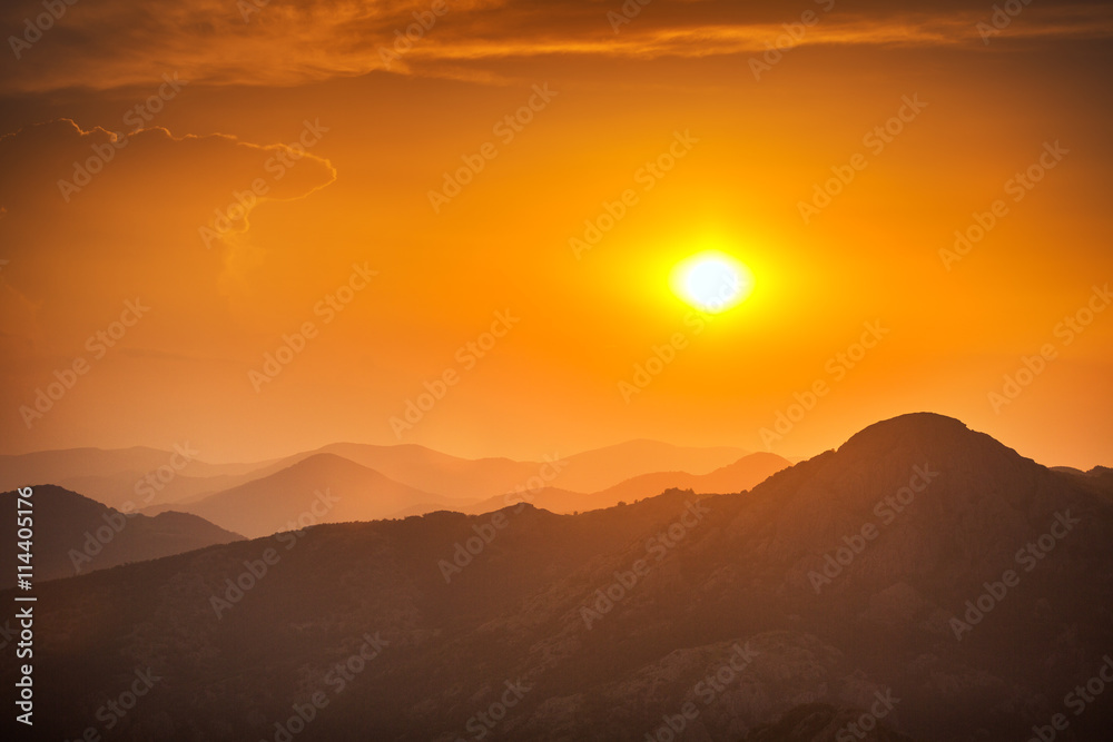 Beautiful sunset over the mountain