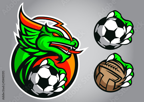 dragon football logo vector