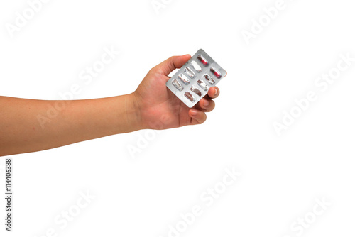 isolated hand holding drug panel