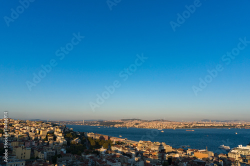 Aerial view of Istanbul, Turkey. Modern megalopolis cityscape at dusk