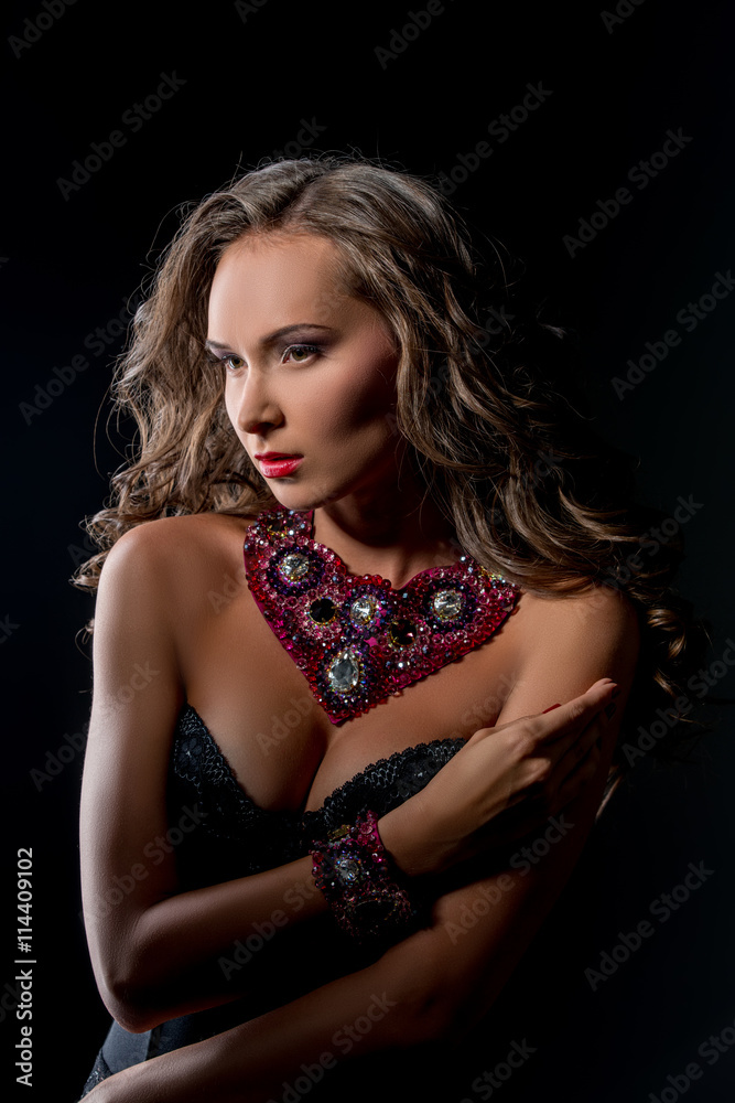 Luxury life and glamour. Pretty model touts jewels Luxury life and glamour. Pretty model touts jewels