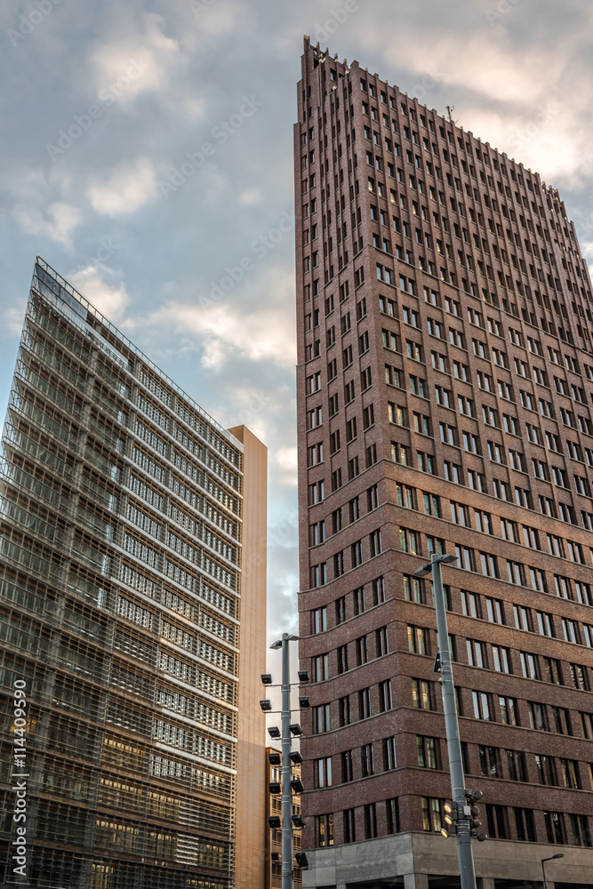 Naklejka premium Modern buildings in Potsdamer Platz, Berlin, Germany, on a winter afternoon