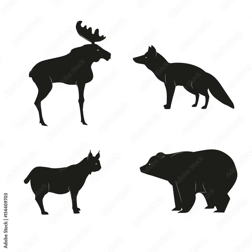 Hand Drawn wilderness animals in rustic style Hand Drawn wilderness animals in rustic style