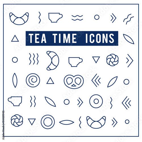 tea time vector icons