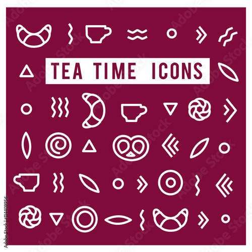 tea time vector icons