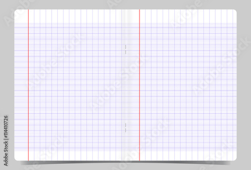 Double page de cahier d'écolier / coins arrondis