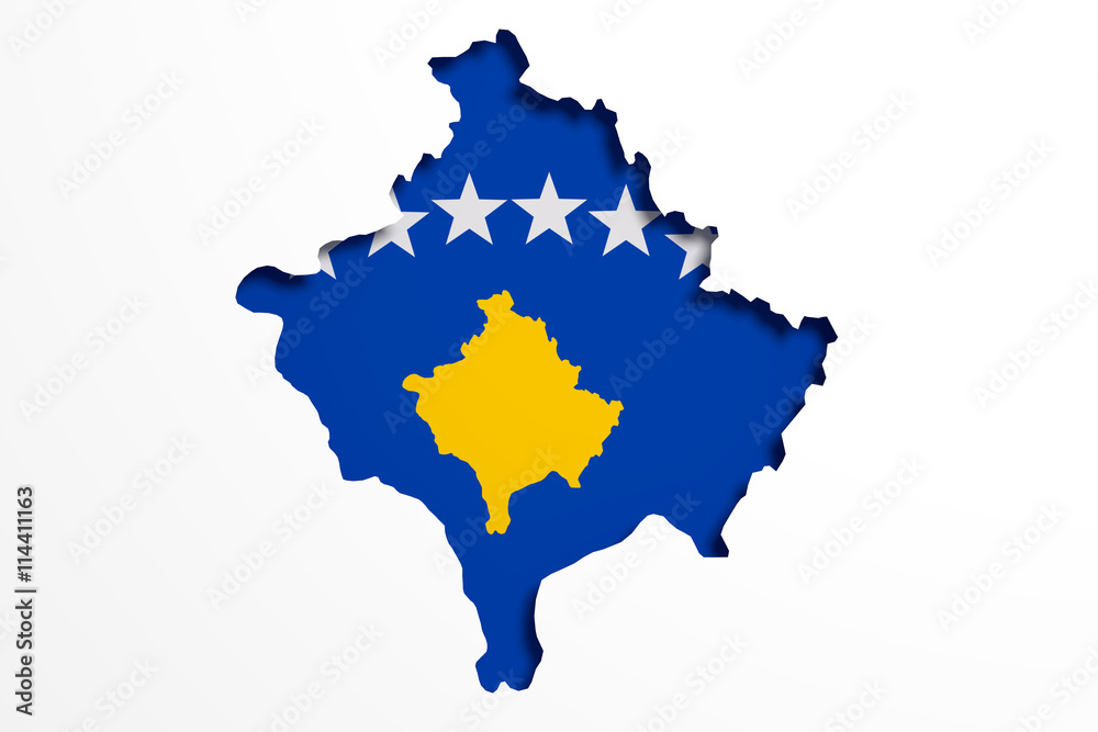 Silhouette of Kosovo map with flag