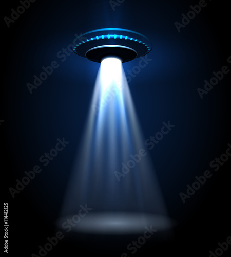 Fotografie, Obraz UFO alien flying with lights vector illustration