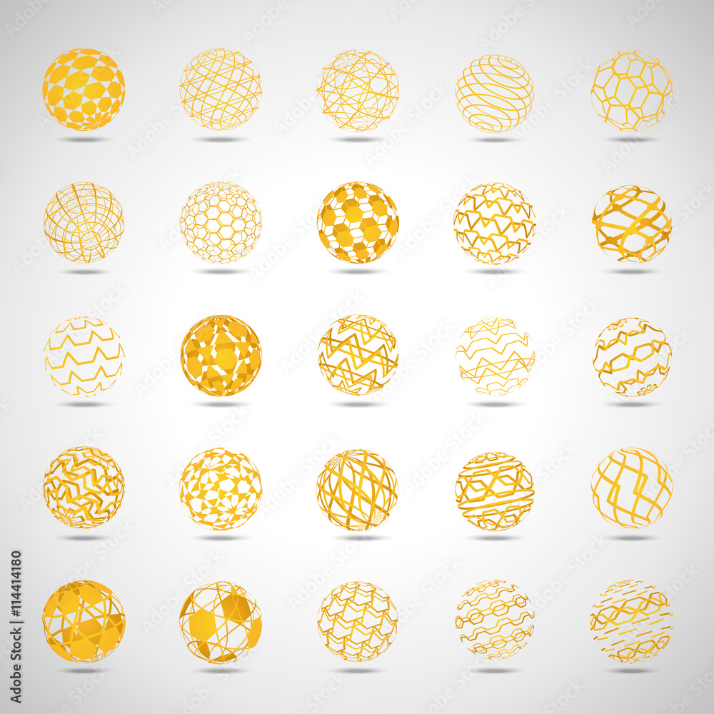 Sphere Icons Set - Isolated On Gray Background - Vector Illustration, Graphic Design