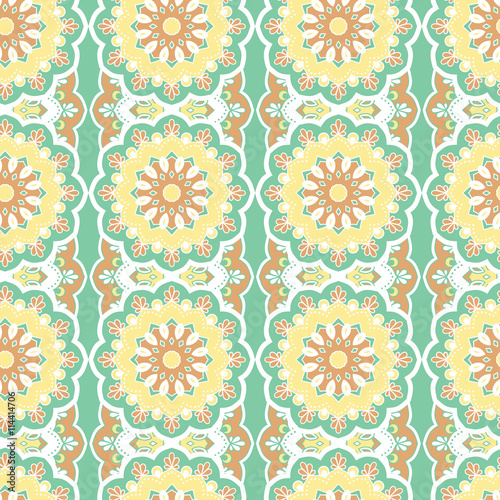 Seamless hand drawn mandala pattern. Vintage decorative elements. Islam, arabic, indian, turkish, ottoman motifs. For printing on fabric or paper. Vector illustration.