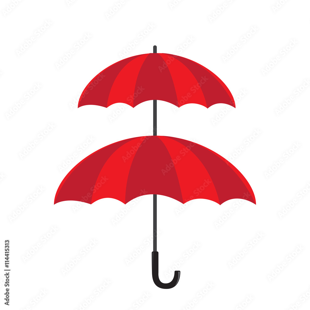Double protection concept double layer of umbrella isolated on t Double protection concept double layer of umbrella isolated on t