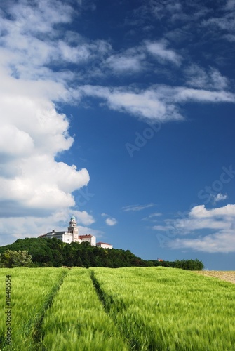 Spring landscape of Benedictine Pannonhalma Archabbey, Hungary