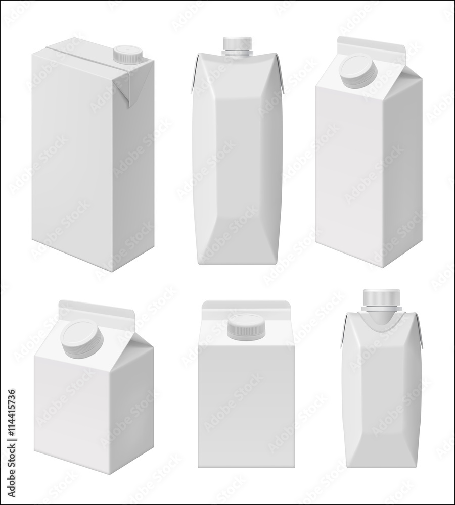 Cardbox juice and milk box blank packaging template, realistic 3d package template vector illustration Cardbox juice and milk box blank packaging template, realistic 3d package template vector illustration