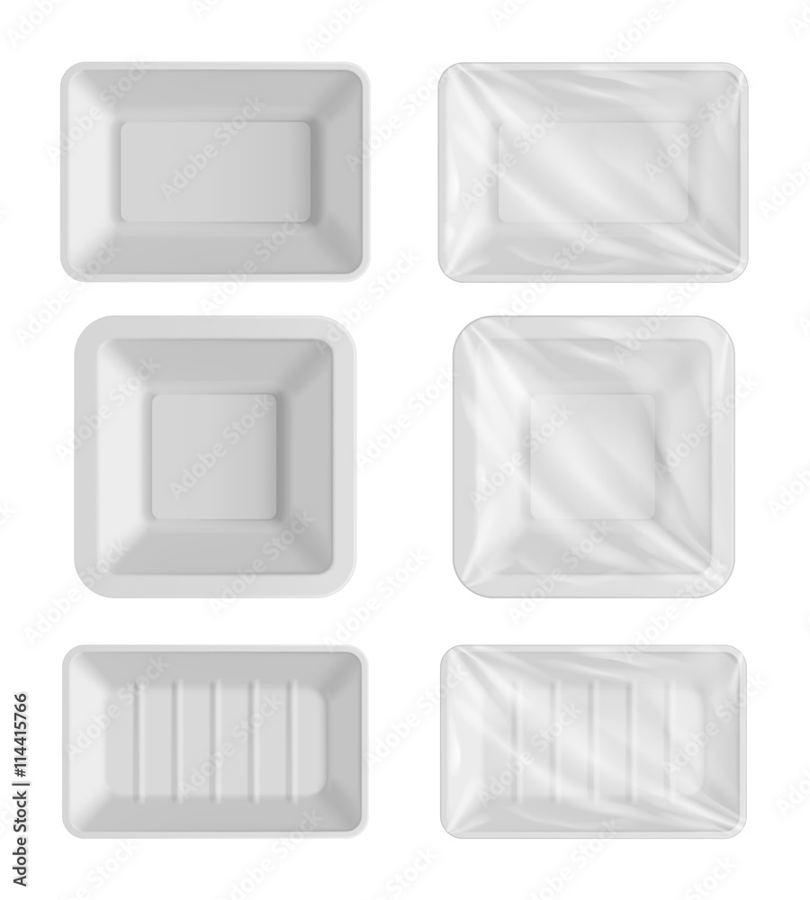 Food container isolated on white background, realistic 3d package template vector illustration Food container isolated on white background, realistic 3d package template vector illustration