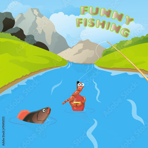 funny fishing illustration