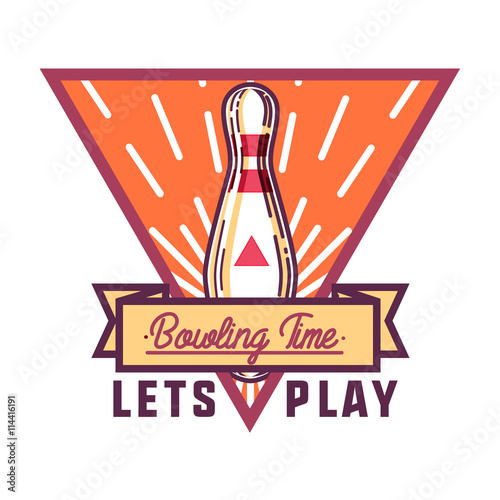 Color vintage bowling emblem