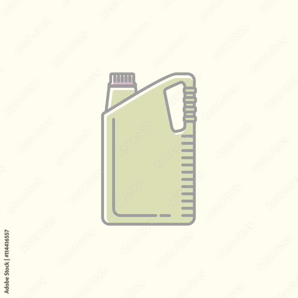 Vector illustration of canister with engine oil isolated on white background. Motor oils icon, sign or symbol in linear flat style Vector illustration of canister with engine oil isolated on white background. Motor oils icon, sign or symbol in linear flat style
